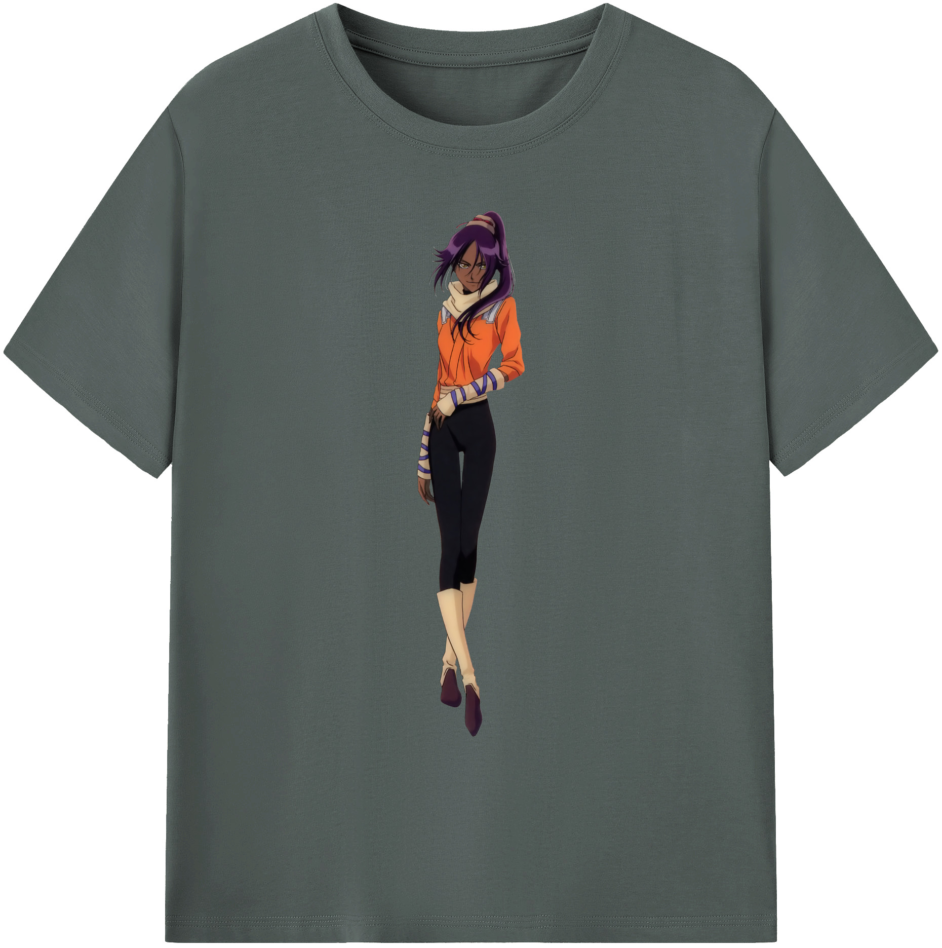 （画像用） ブリーチ 四楓院 夜一（しほういん よるいち） BLEACH Shihouin Yoruichi 綿100％ メンズ半袖Tシャツ｜肌触りやわらか＆通気性